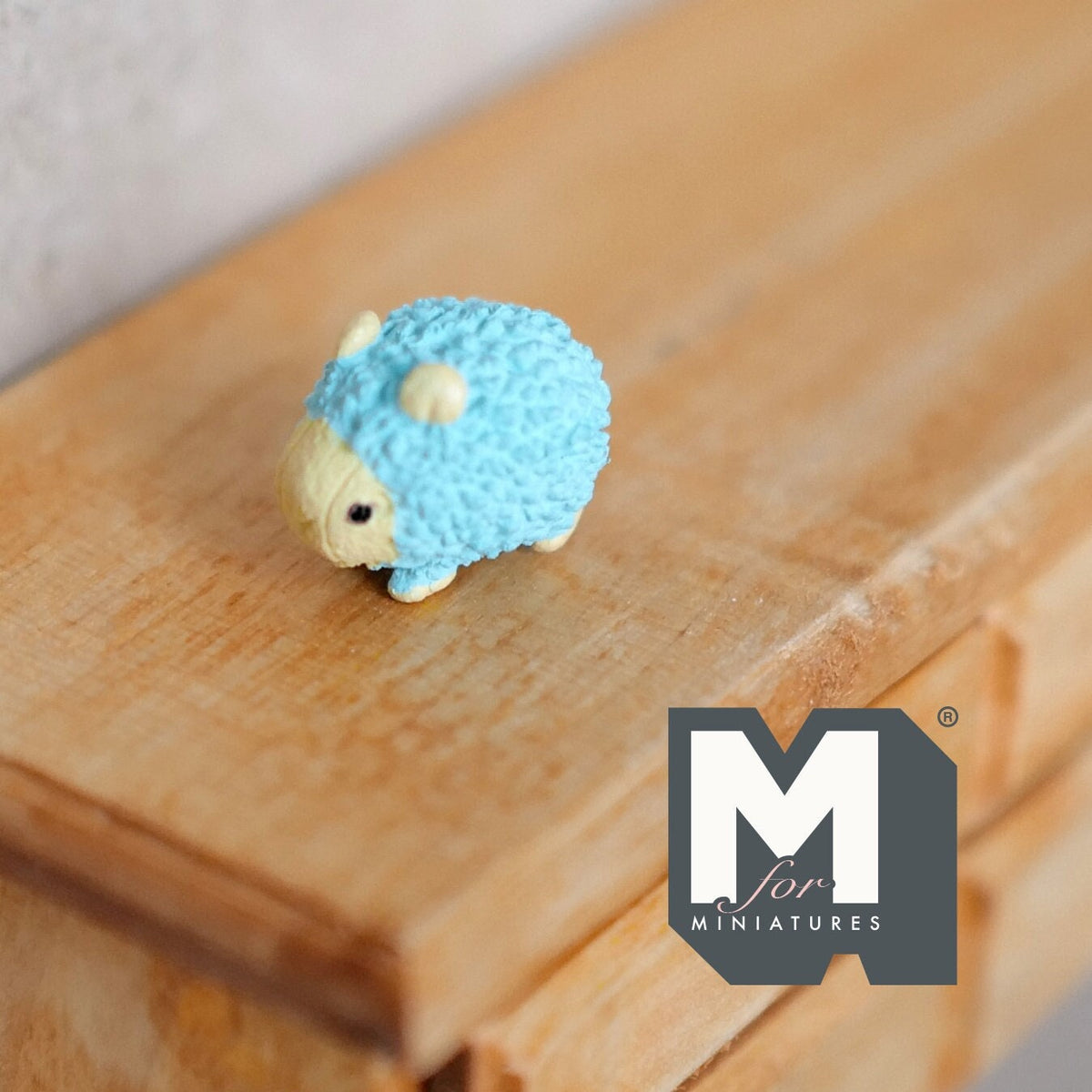 1:12 Scale Miniature Goat Figurine, Fluffy Coat, 11/16 inch long, DIY Dollhouse Supply (light blue)