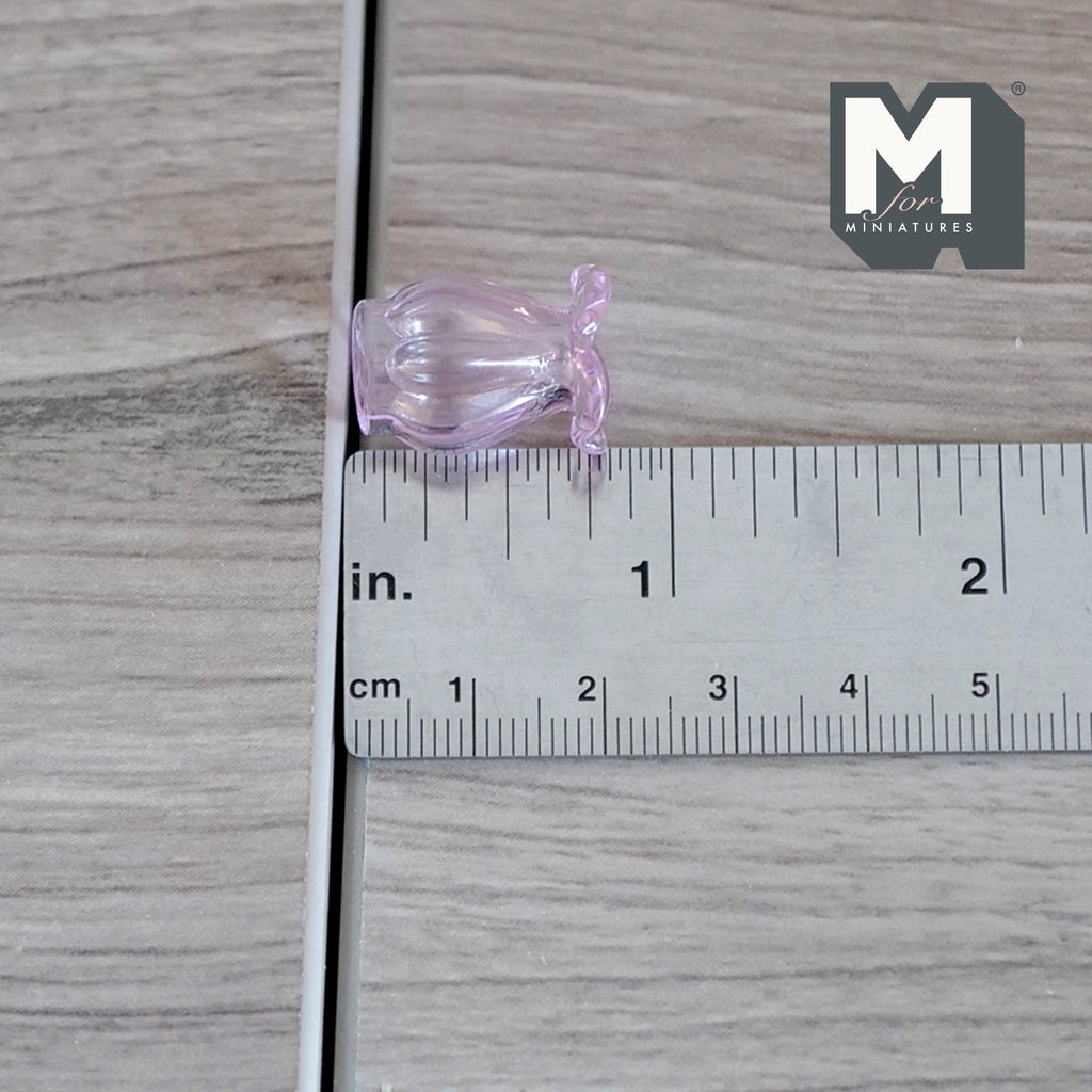1:12 Scale Miniature Glass Vase with Flared Rim, 13/16 inch tall, DIY Dollhouse Supply (pink)
