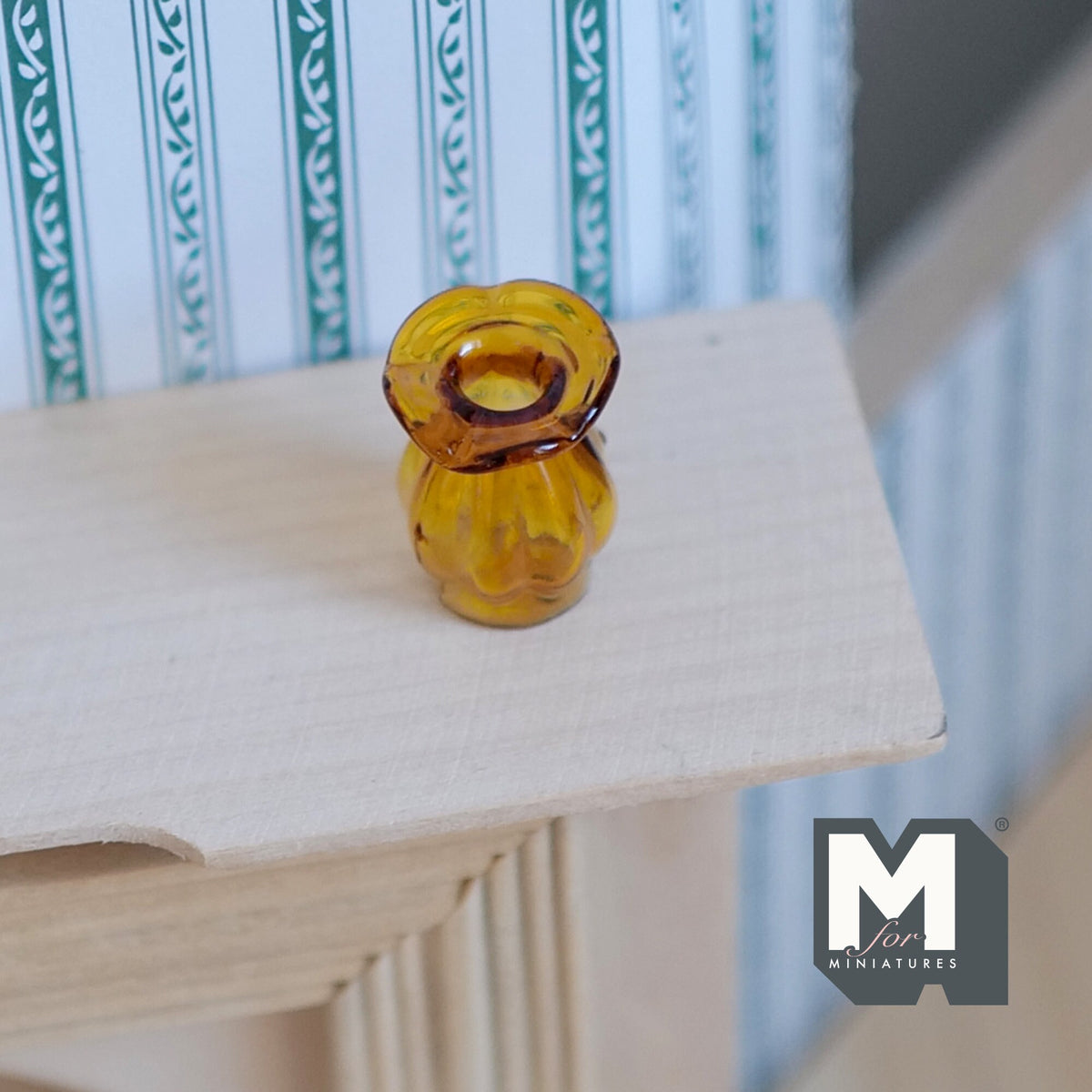 1:12 Scale Miniature Glass Vase with Flared Rim, 13/16 inch tall, DIY Dollhouse Supply (amber)