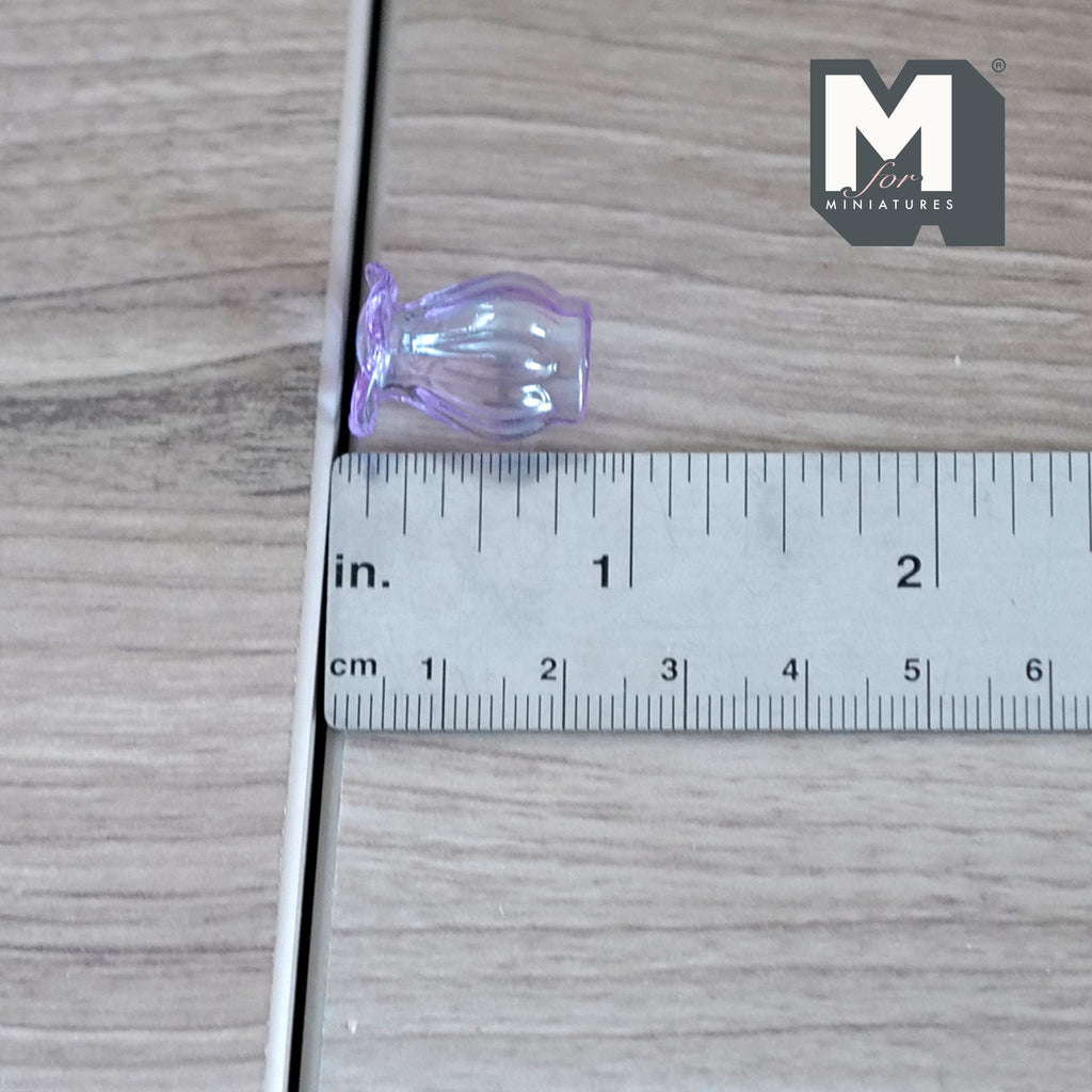 1:12 Scale Miniature Glass Vase with Flared Rim, 13/16 inch tall, DIY Dollhouse Supply (lavender)