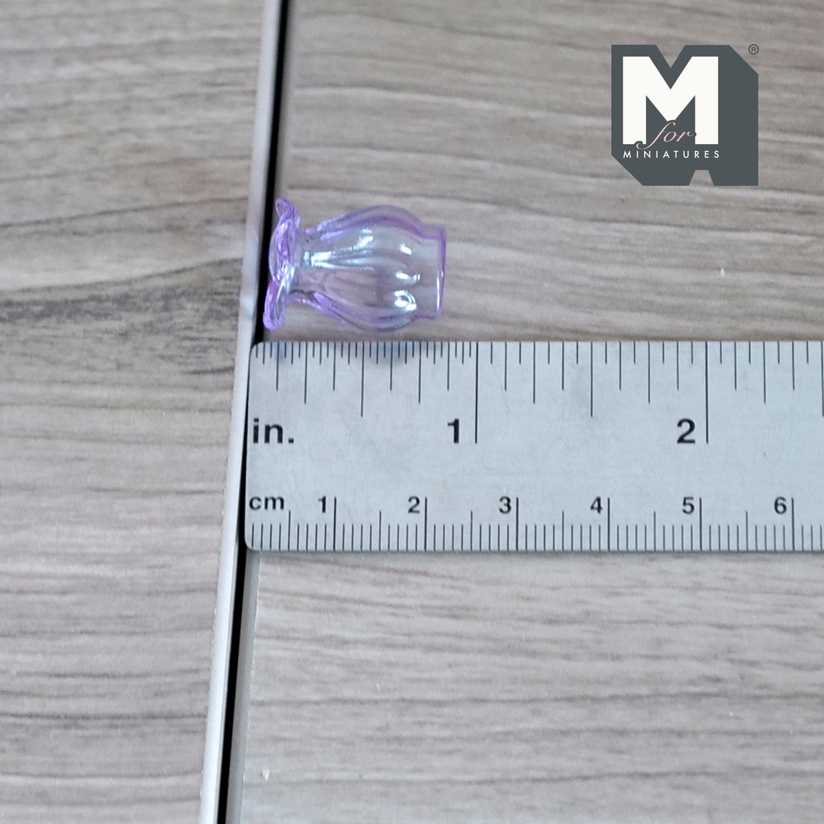 1:12 Scale Miniature Glass Vase with Flared Rim, 13/16 inch tall, DIY Dollhouse Supply (lavender)