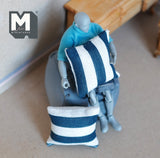 Dollhouse Supplies Cushions Miniature Sofa Pillows Set of 2 (beige and blue) - J004