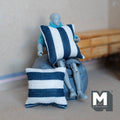 1:12 Scale Miniature Striped Square Cushions, Set of 2, 2 inch wide, DIY Dollhouse Supply (navy and white)