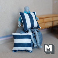 Dollhouse Cushions Miniature Sofa Pillows Set of 2 (beige and blue) - H050