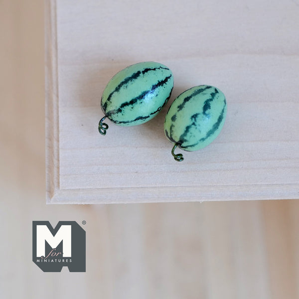 Miniature Watermelon 1:12 Scale Dollhouse Fruit Watermelon Set of 2 (plastic) - H021