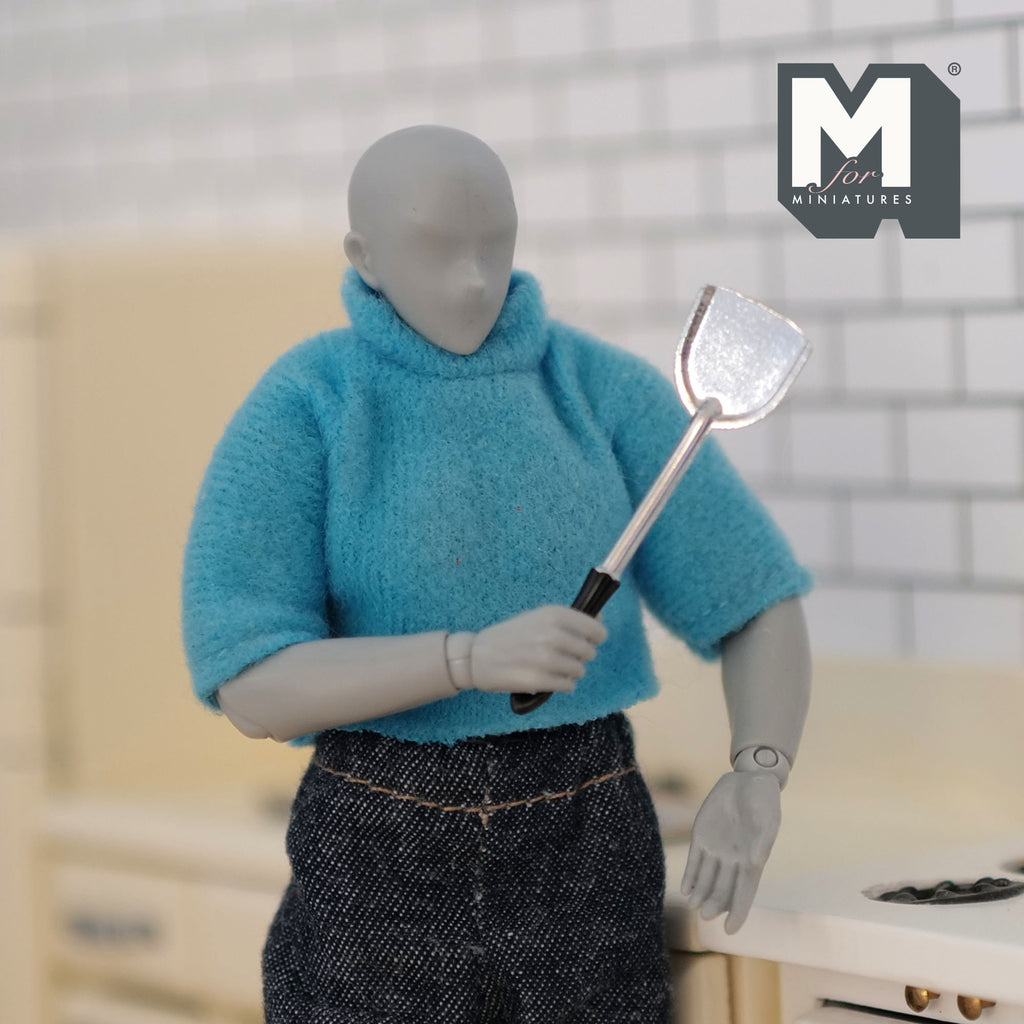1:12 Scale Miniature Spatula, Kitchen Utensil, 1-5/8 inch long, DIY Dollhouse Supply (silver) (metal)