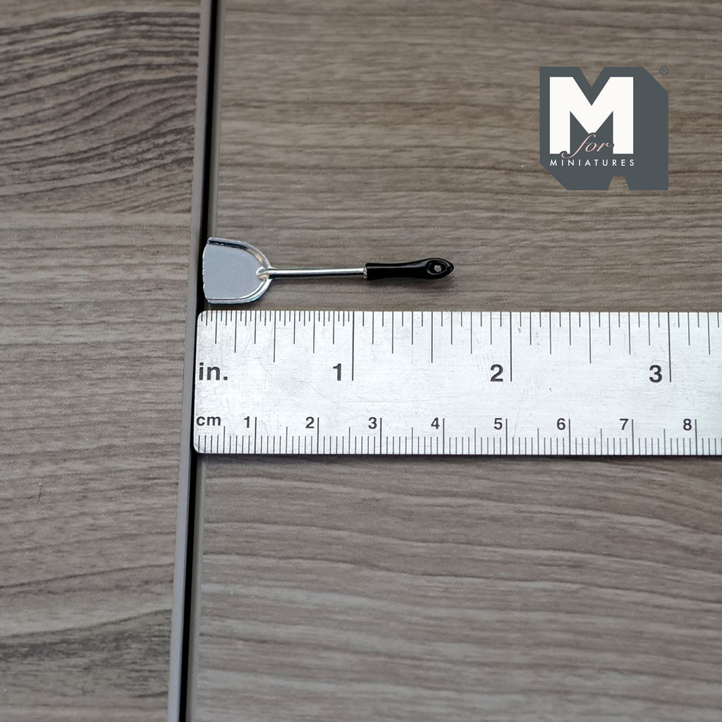 1:12 Scale Miniature Spatula, Kitchen Utensil, 1-5/8 inch long, DIY Dollhouse Supply (silver) (metal)