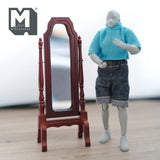 Miniature Full Length Mirror 1:12 Scale Free Standing Mirror Body Length Mirror Standup Dresser Mirror (wood) - C032