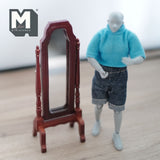 Miniature Full Length Mirror 1:12 Scale Free Standing Mirror Body Length Mirror Standup Dresser Mirror (wood) - C032