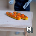 Dollhouse Supplies Baguette 1:12 Scale Miniature Long French Bread Loaf Set of 2 , 1-5/8 inch long  - H021