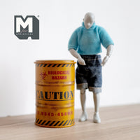 Dollhouse Miniature Steel Drum Hazard Material Safety Storage Drum with Lid Oil Barrel 3-1/4 inch tall - H026