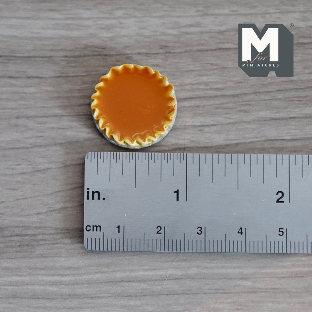 Miniature orange pie with Metal Plate 1:12 Scale Dollhouse Food 13/16"(Dia.) (clay) - E018