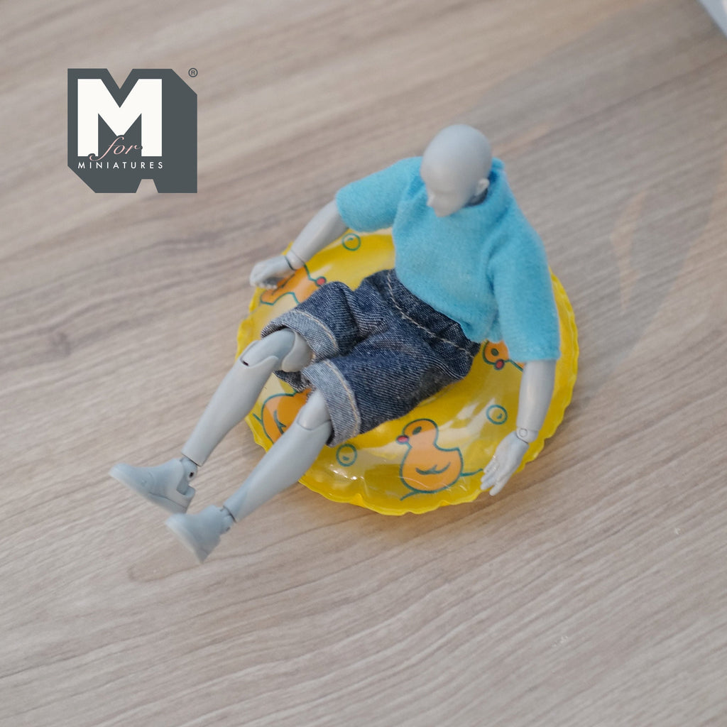 Miniature Round Pool Float 1:12 Scale Dollhouse Swimming Pool Tube Inflated Pool Raft 3-3/8 inch dia. (yellow) - J026