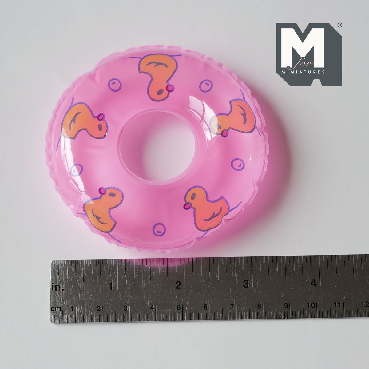 Miniature Round Pool Float 1:12 Scale Dollhouse Swimming Pool Tube Inflated Pool Raft 3-3/8 inch dia. (pink) - J026