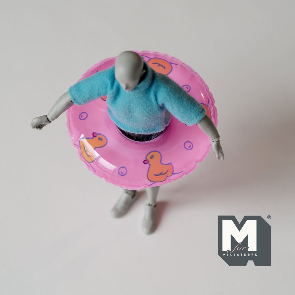 Miniature Round Pool Float 1:12 Scale Dollhouse Swimming Pool Tube Inflated Pool Raft 3-3/8 inch dia. (pink) - J026