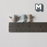 Miniature Metal Teapot and Cups 1:12 Scale Set of 3 (gray and blue) - H023