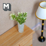 Dollhouse Supplies Flowers and Vase 1:12 Scale Miniature Clear Hexagon Vase and Flowers Plants  - H038