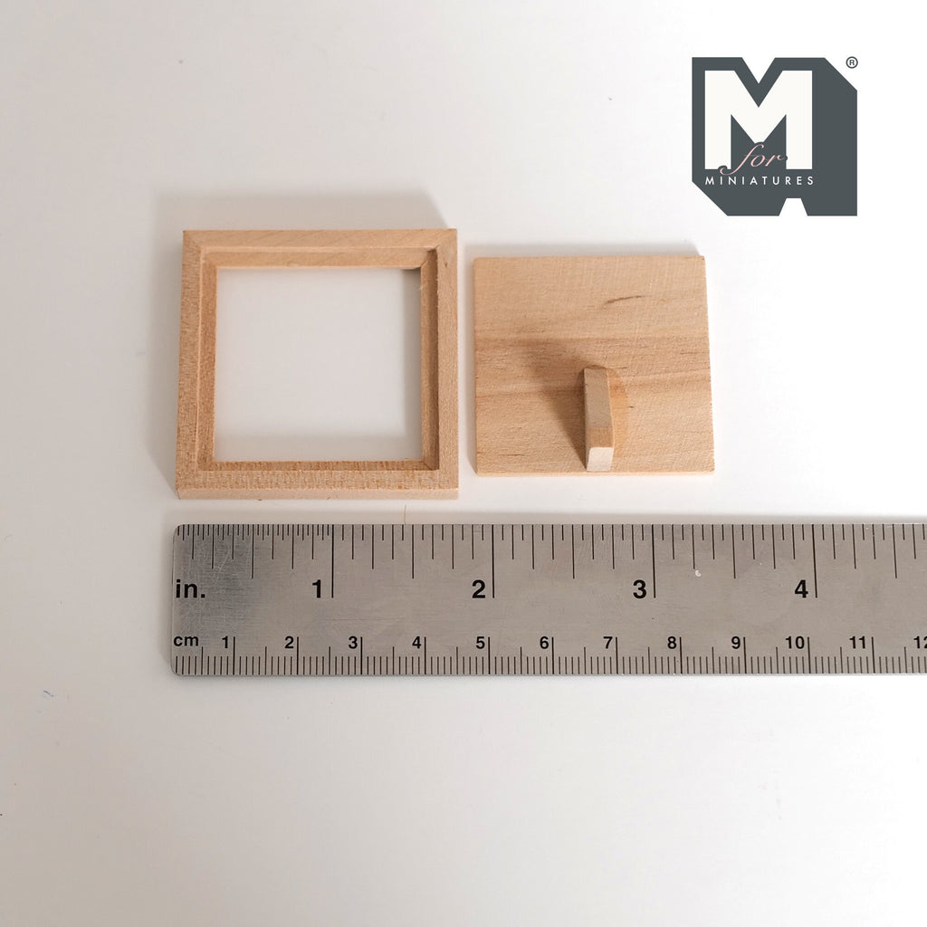 1:12 Scale Miniature Photo Frame Kit with Glazing and Backing, Unpainted, Self Assemble, Square Picture Frame, 1-3/4 inch wide (large)