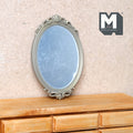 1:12 Scale Miniature Ornate Oval Wall Mirror, 3-1/8 inch tall, DIY Dollhouse Supply (silver)