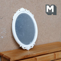 Dollhouse Ornate Oval Frame and Mirror with Protection Film 1:12 Scale Miniature Mirror (white) (plastic) - H026