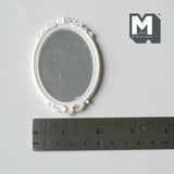 Dollhouse Ornate Oval Frame and Mirror with Protection Film 1:12 Scale Miniature Mirror (white) (plastic) - H026