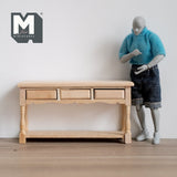 Dollhouse sideboard 1:12 scale miniature unfinished unpainted wooden foyer table with 3 drawers door entry table entrance table - I009