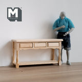 Dollhouse sideboard 1:12 scale miniature unfinished unpainted wooden foyer table with 3 drawers door entry table entrance table - I009