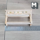 Dollhouse sideboard 1:12 scale miniature unfinished unpainted wooden foyer table with 3 drawers door entry table entrance table - I009