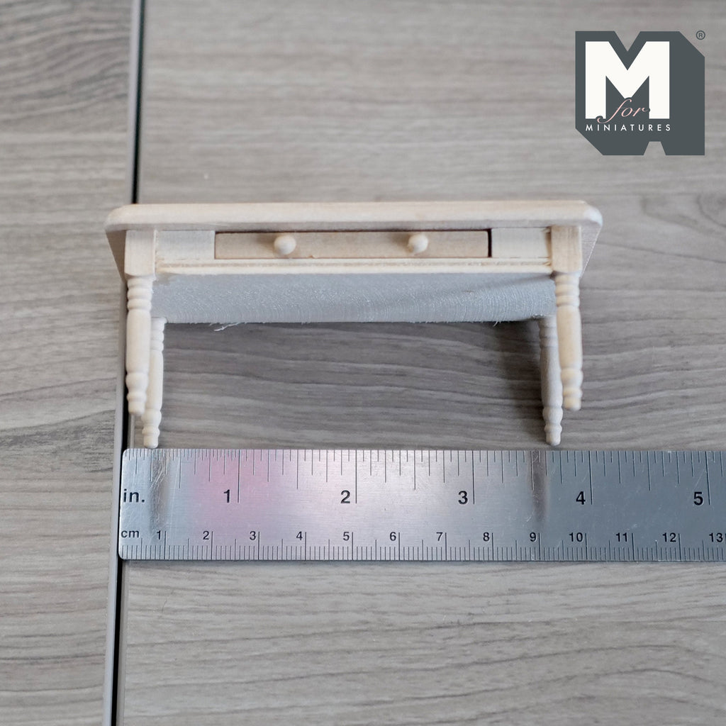 1:12 Scale Miniature Unpainted Wood Coffee Table, 1 Drawer, 4 inch long, DIY Dollhouse Supply