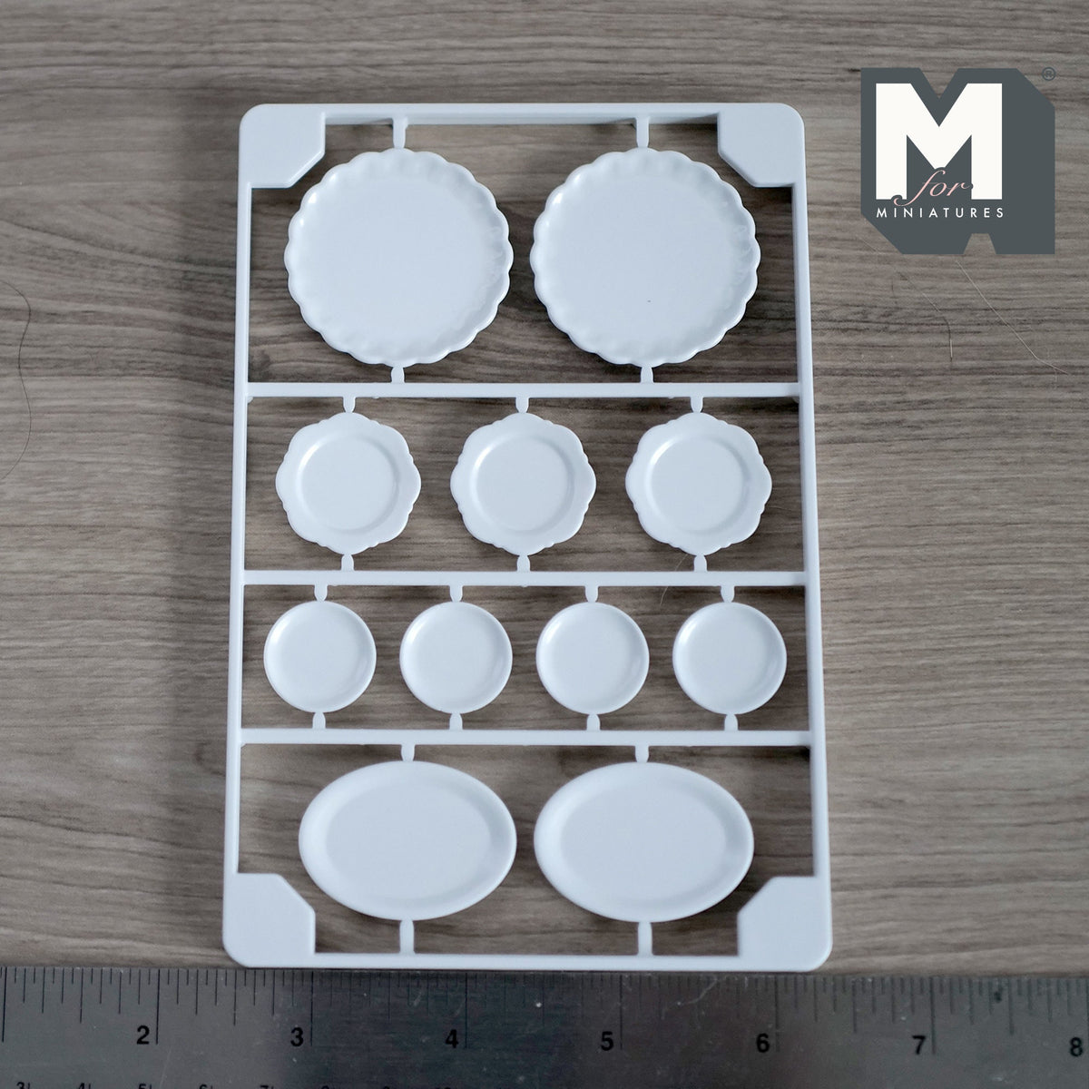 1:12 Scale Miniature Dinner Plate and Platter Kit, Set of 11, 3/4 to 1-9/16 inch, DIY Dollhouse Supply