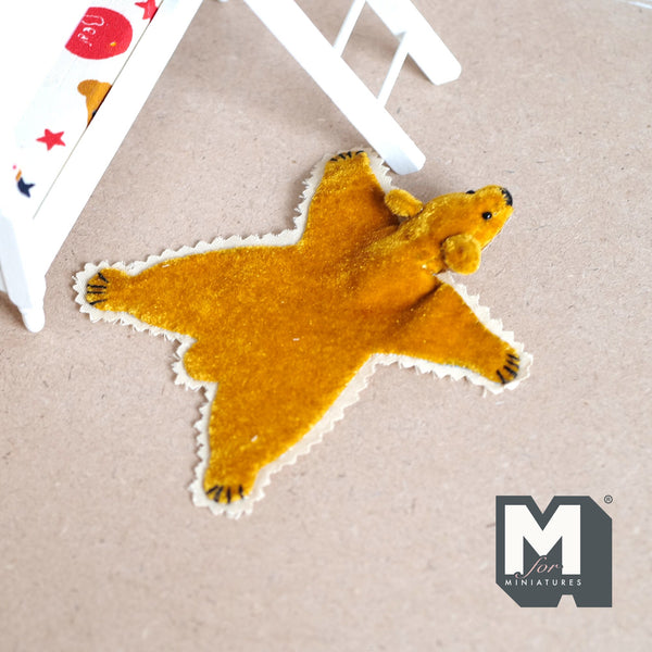 Dollhouse Bear Skin Rug 1:12 Scale Miniature Faux Animal Skin Rug Diorama Carpet 4-3/4 inch long (100% fabric) - H049