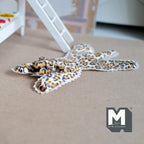 1/12スケール ミニチュア ヒョウ柄フェイクファーラグ、長さ約14.9cm、ドールハウスDIY用素材（布製100%）