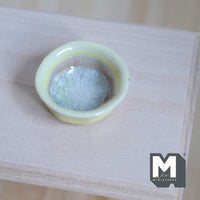 Miniature Ceramic Bowl with Crackle Glass 1:12 Scale Dollhouse Salad Bowl 1-1/8"(Dia.) (light yellow) - H017