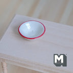 Bol miniature en céramique à l'échelle 1:12, 2,5 cm de diamètre, accessoire pour maison de poupée DIY (blanc et rouge)