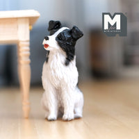 Miniature Border Collie 1:12 Scale Detailed White and Black Dog 2-3/16 inch tall (cast resin) - H046