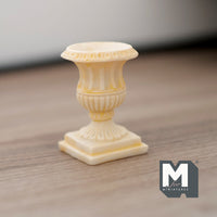 Dollhouse Roman Style Garden Pedestal Vase 1:12 Scale Miniature Flower Pot Classical Urn (cast resin) (beige) - I052