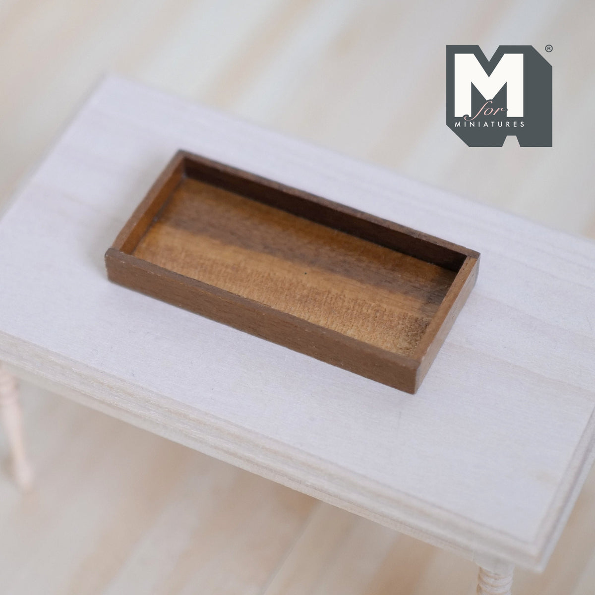 1:12 Scale Miniature Wood Rectangular Serving Tray, 2-5/16 inch long, DIY Dollhouse Supply (walnut)