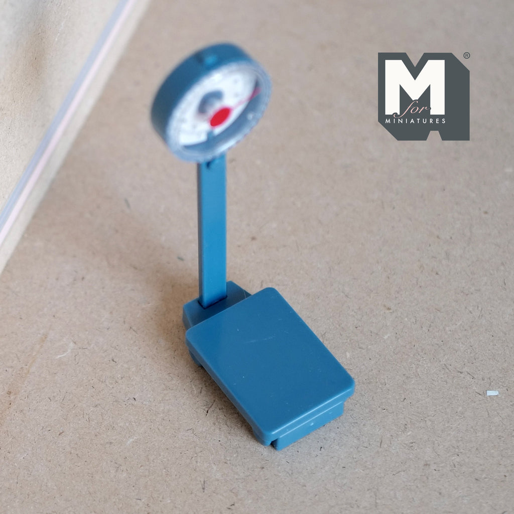 1:12 Scale Miniature Standing Weighing Scale with Dial, 4-3/16 inch tall, DIY Dollhouse Supply (blue) (non working)