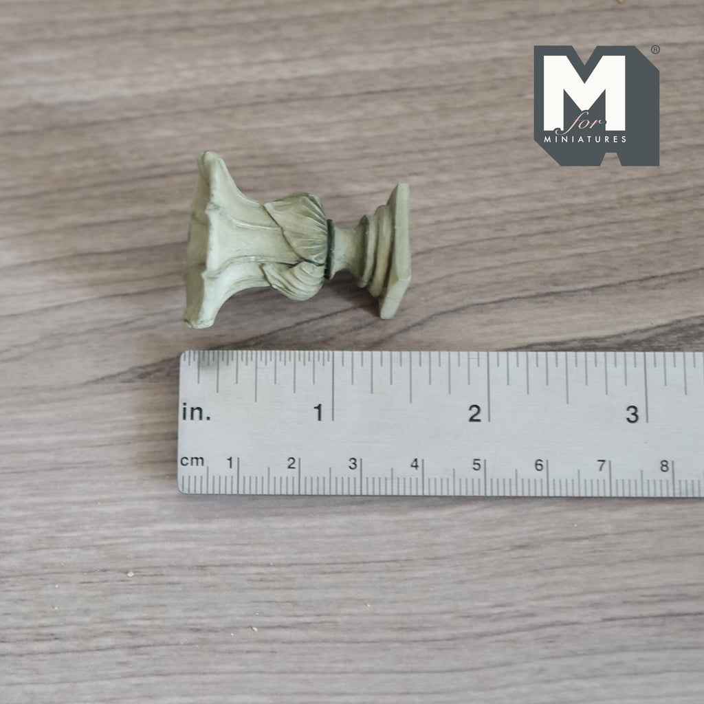 1:12 Scale Miniature Roman Style Garden Urn with Pedestal, 1-5/16 inch tall, DIY Dollhouse Supply (cast resin) (antique cream)