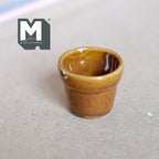 1:12 Scale Miniature Glazed Ceramic Tree Pot, Large Size, 1-1/8 inch tall, DIY Dollhouse Supply (amber brown)