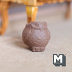 1:12 Scale Miniature Clay Owl Shaped Flower Pot, 1 inch tall, DIY Dollhouse Supply (brown)