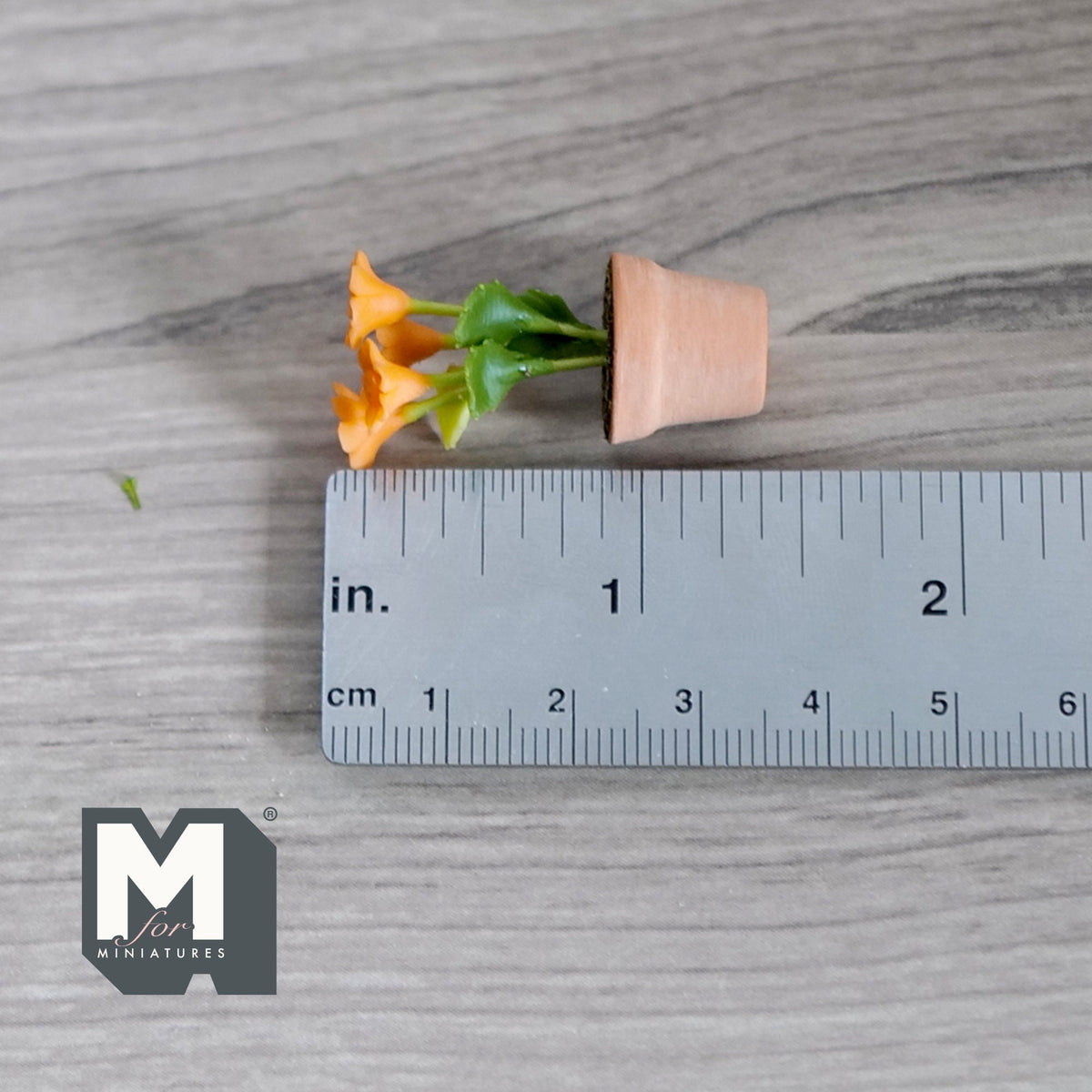 1:12 Scale Miniature Potted Chrysanthemum, 1-5/16 inch tall, DIY Dollhouse Supply (orange)