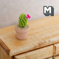 Miniature Cactus in Round Clay Pot 1:12 Scale Dollhouse Garden Flowers and Leaves (Short) - H033