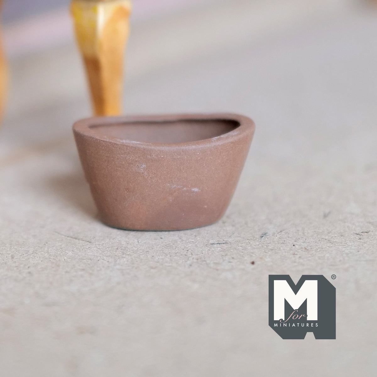 1:12 Scale Miniature Clay Oval Flower Pot, 11/16 inch tall, DIY Dollhouse Supply (brown)