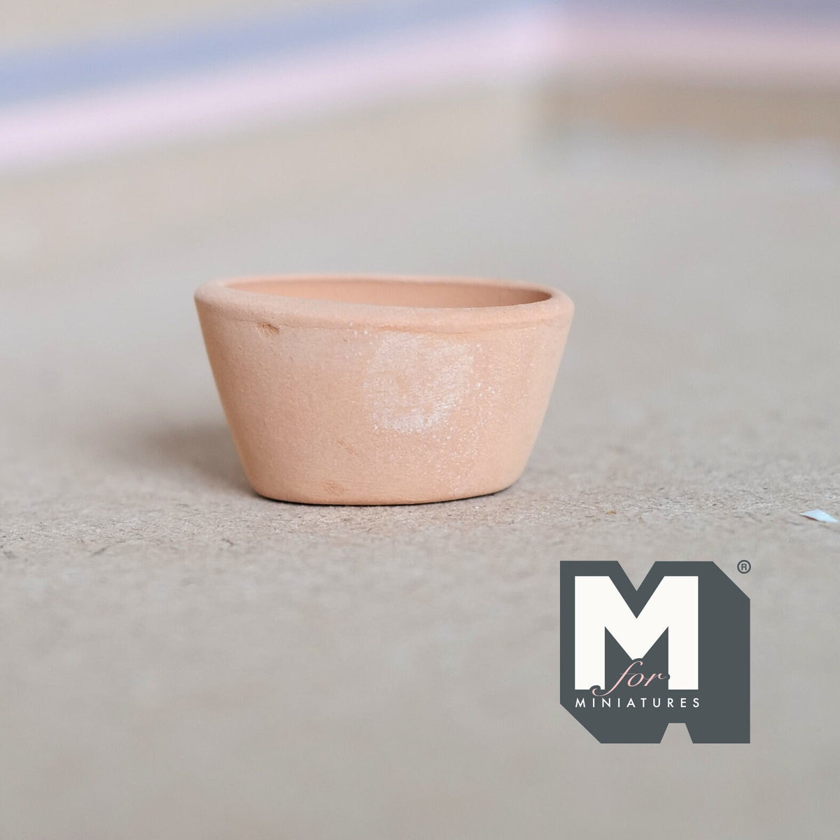 1:12 Scale Miniature Clay Oval Flower Pot, 11/16 inch tall, DIY Dollhouse Supply (beige)