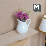 Miniature Flowers in Ceramic Vase 1:12 Scale Dollhouse Supplies Garden Flowers Living Room Decoration (purple) - H039