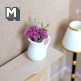 Miniature Flowers in Ceramic Vase 1:12 Scale Dollhouse Supplies Garden Flowers Living Room Decoration (purple) - H039