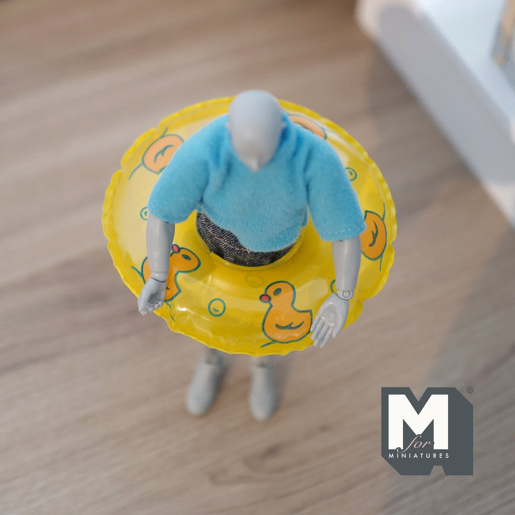 Miniature Round Pool Float 1:12 Scale Dollhouse Swimming Pool Tube Inflated Pool Raft 3-3/8 inch dia. (yellow) - J026