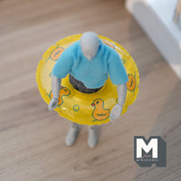 Miniature Round Pool Float 1:12 Scale Dollhouse Swimming Pool Tube Inflated Pool Raft 3-3/8 inch dia. (yellow) - H037