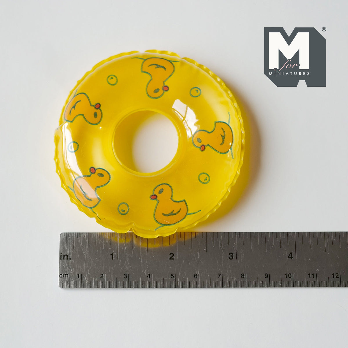 Miniature Round Pool Float 1:12 Scale Dollhouse Swimming Pool Tube Inflated Pool Raft 3-3/8 inch dia. (yellow) - J026